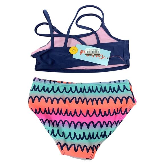New Cat & Jack Girls XS 4/5 UPF 50+ Navy Blue Bikini 2PC Swim Swimsuit - Picture 2 of 3